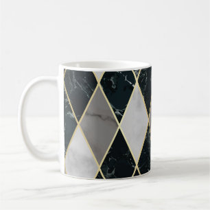 Caneca De Café Marble Geométrico: Linhas Douradas, Luxo