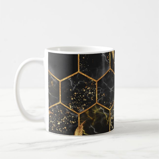 Caneca De Café Marble Hexagon, Ouro Deixa Textura. (Esquerda)