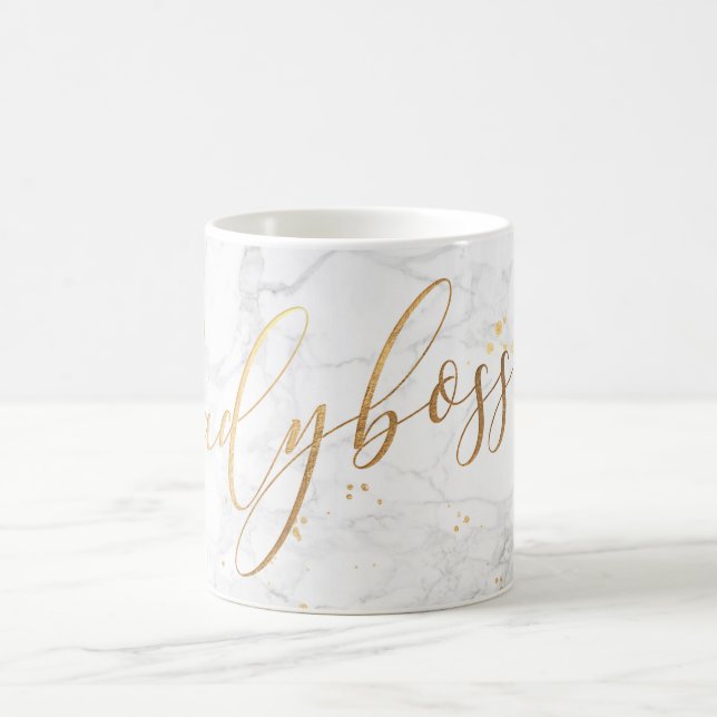 Caneca De Café Marble LADYBOSS do PixDezines+Faux Dourado/Script (Centro)
