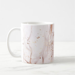 Caneca De Café Marble Rosa Dourado: Abstrato líquido.