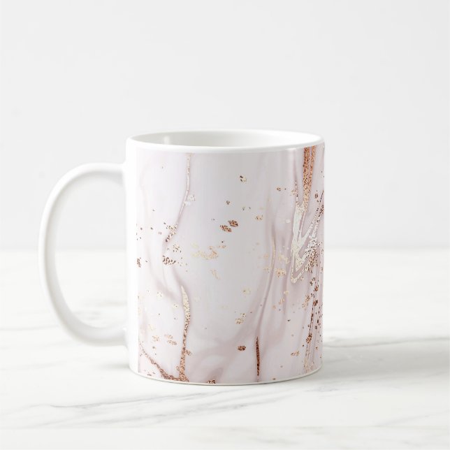 Caneca De Café Marble Rosa Dourado: Abstrato líquido. (Esquerda)