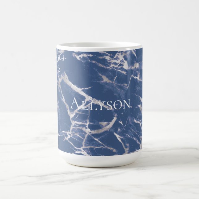 Caneca De Café Marble Silver Azul (Centro)