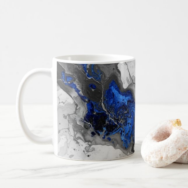 Caneca De Café Marble Stone, Electric Blue, Black, Grey printed (Com Donut)