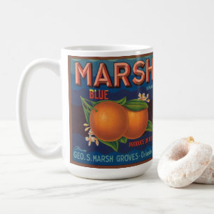Caneca De Café Marca Marsh   Rótulo de Citrus Vintage
