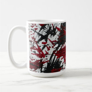 Caneca De Café Marcas de abstrato a preto e vermelho