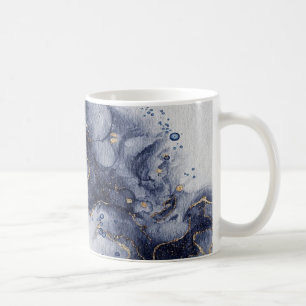Caneca De Café Marcas de tinta de cor azul escura e dourada
