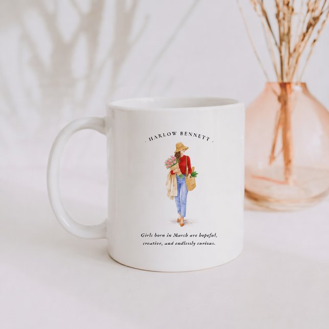 Caneca De Café March Birth Month Girl | Monogram  (Criador carregado)