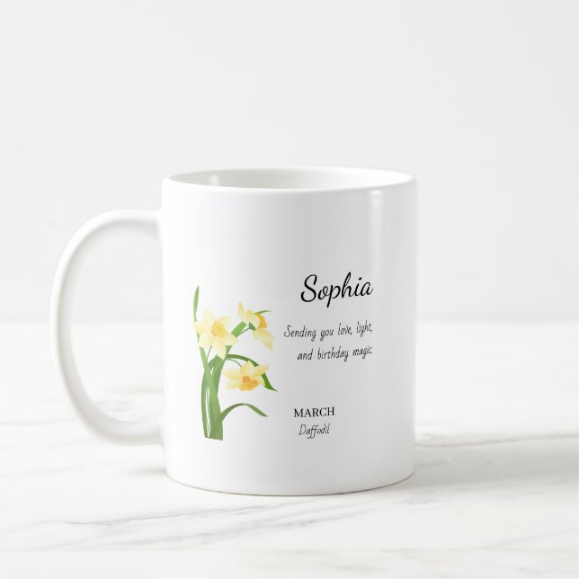 Caneca De Café March Daffodil Personalized Birthday (Esquerda)