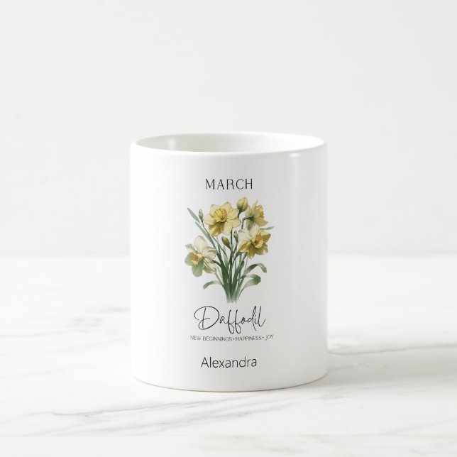 Caneca De Café Marcha de Nascimento da Astrologia | Flor Daffodil (Centro)