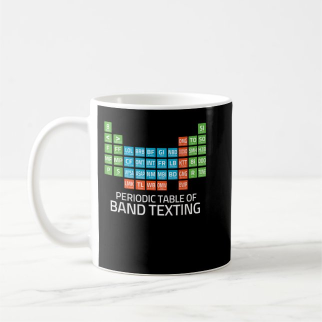 Caneca De Café Marching Band Periodic Table of Band Texting Eleme (Esquerda)