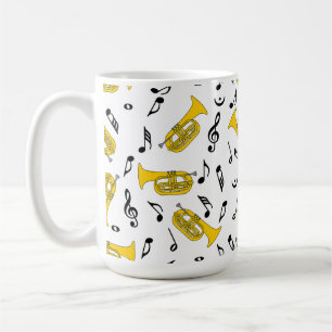 Caneca De Café Marching Baritone Music Notes Treble Clefs