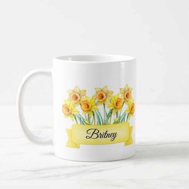 Caneca De Café Março Nascimento Flor Personalizado Daffodil Mug (Esquerda)