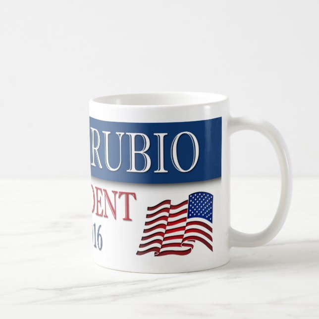 Caneca De Café Marco Rubio Presidente 2016 EUA Flag (Direita)
