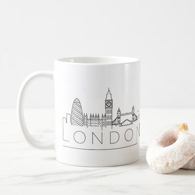 Caneca De Café Marcos de Londres Estilizados Skyline Coffee Mug (Com Donut)