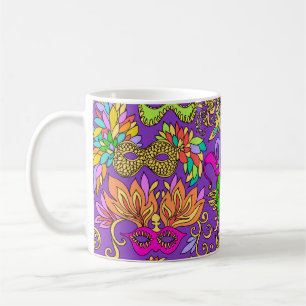 Caneca De Café Mardi Gras Bright Purple Mascarada Mask