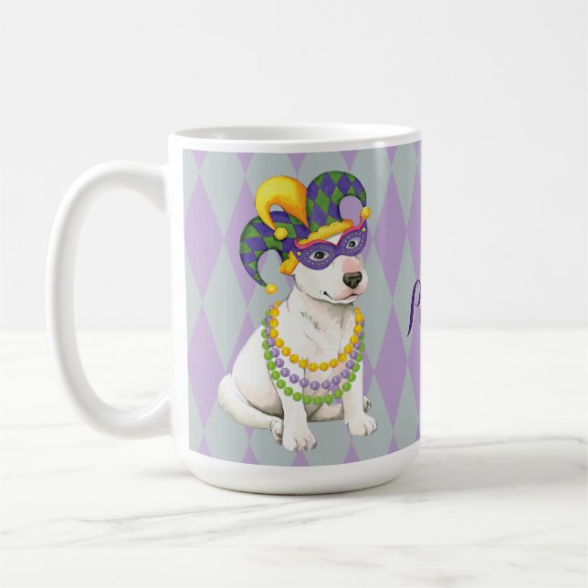 Caneca De Café Mardi Gras Bull Terrier (Esquerda)