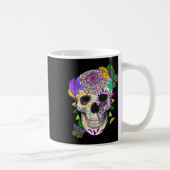 Caneca De Café Mardi Gras Costume Sugar Skull (Direita)