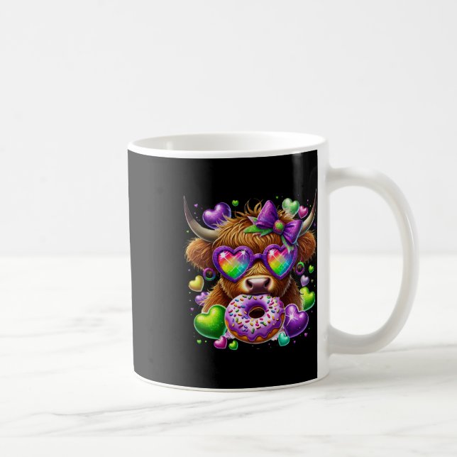 Caneca De Café Mardi Gras Cow Sticker (Direita)