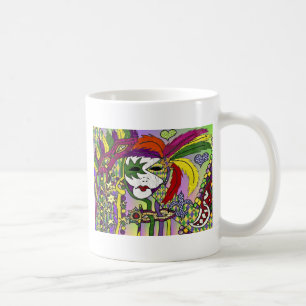 Caneca De Café Mardi Gras Feather Máscaras Psicodélicas Oferece R