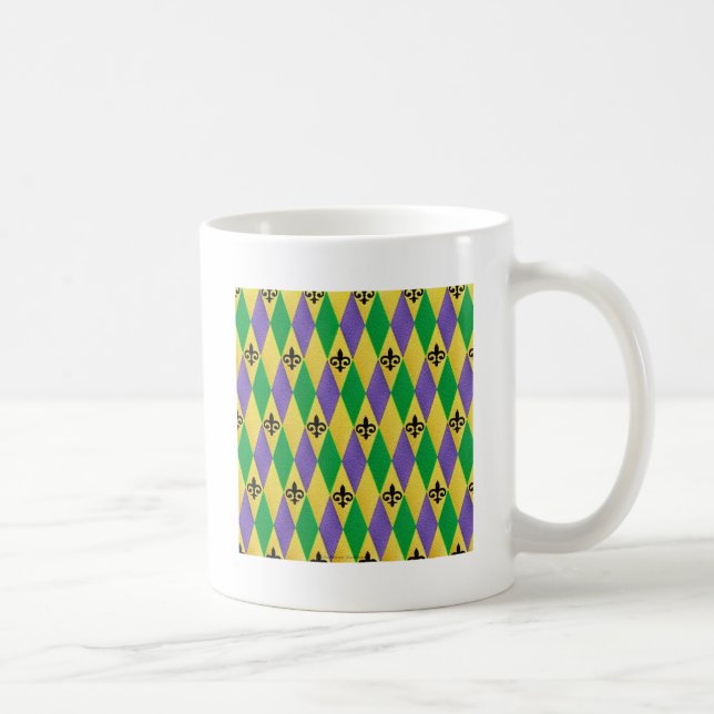 Caneca De Café Mardi Gras Harlequin Fleur De Lis (Direita)