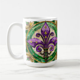Caneca De Café Mardi Gras StainGlass Fleur de lis