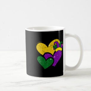 Caneca De Café Mardi Gras Vintage Corações Fofos Garotas Mulheres