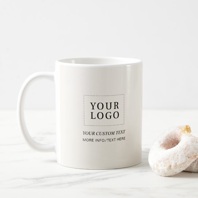 Caneca De Café Marfim | Promoção de Logotipo Minimalista de Negóc (Com Donut)
