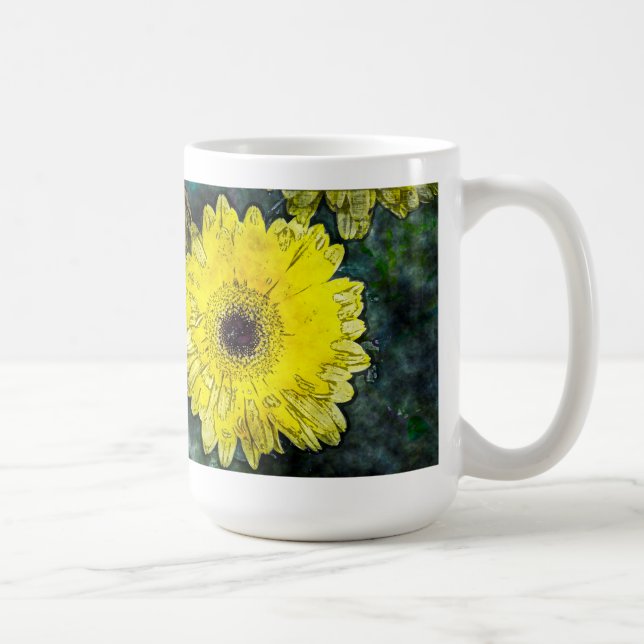 Caneca De Café Margarida Amarela de Aquarela (Direita)