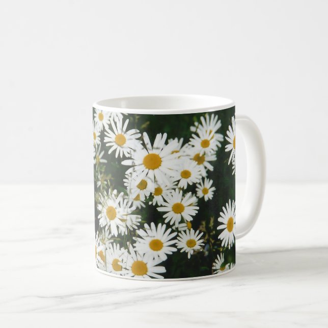 Caneca De Café Margarida Branca de Oxeye, Moon Daisy Meadow (Frente Esquerda)