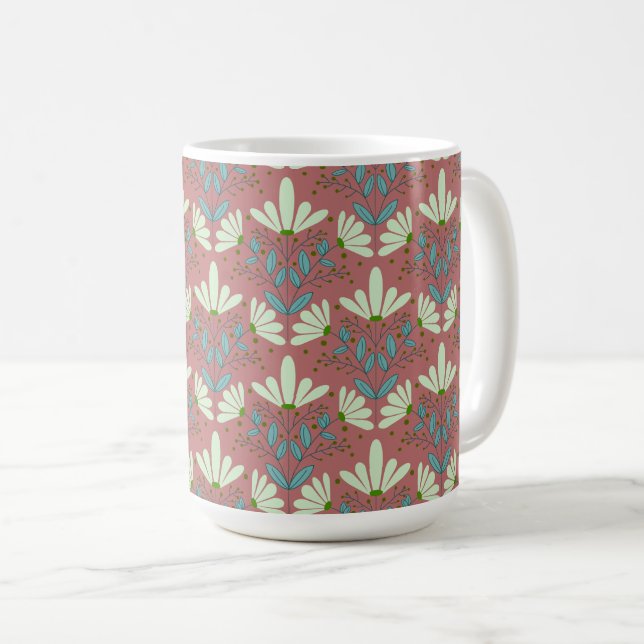 Caneca De Café Margarida branca sonha mug floral (Frente Esquerda)
