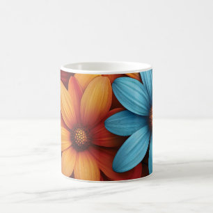 Caneca De Café Margarida Colorida Vibrante, Azul, Amarelo, Cor La