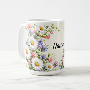 Caneca De Café Margarida e Ervilhaca Personalizadas Flor de Nasci