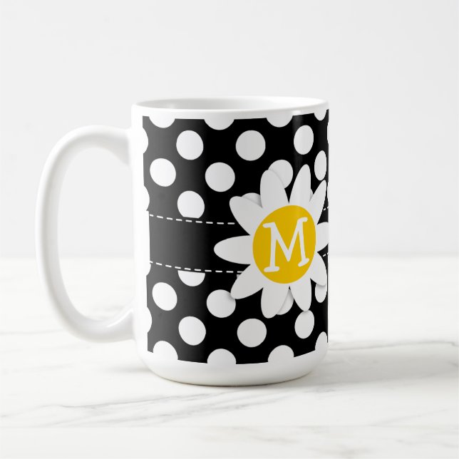 Caneca De Café Margarida em bolinhas preto e branco (Esquerda)