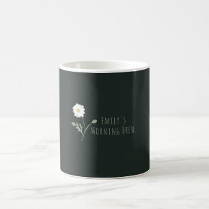Caneca De Café Margarida Minimalista Preta e Texto Moderno Farmho