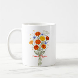 Caneca De Café Margarida Personalizada Flor de Nascimento Persona