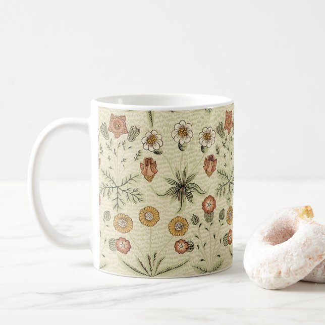 Caneca De Café Margarida por William Morris, Flores Vitorianas Vi (Com Donut)