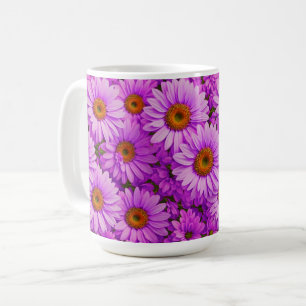 Caneca De Café Margarida rosa púrpura, cor-de-rosa-escuro floral 