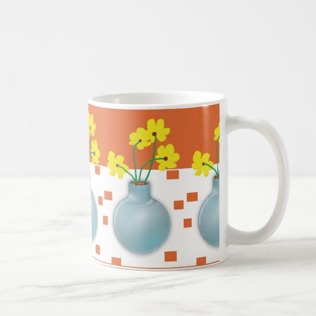 Caneca De Café Margaridas Amarelas em um Vaso Azul (Direita)