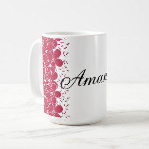 Caneca De Café Margaridas de flores vermelhas em fundo branco