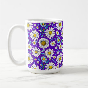 Caneca De Café Margaridas e Folhas