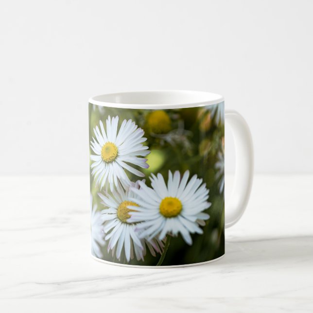 Caneca de Café - Margaridas em Flor (Frente Esquerda)