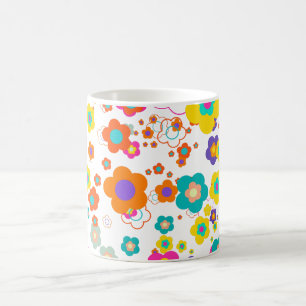 Caneca De Café Margaridas groovy de PixDezines/cor diy do fundo