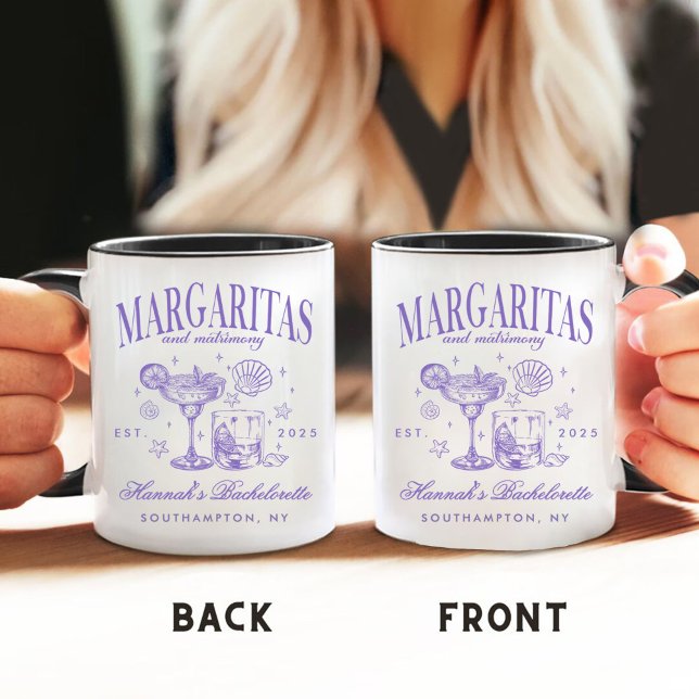 Caneca De Café Margaritas e Matrimônio Retrô Modernas Listradas B (Criador carregado)