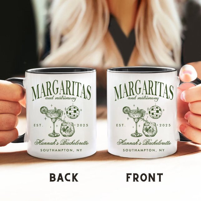 Caneca De Café Margaritas Modernas Retrô e Casamento Listrado Bac (Criador carregado)
