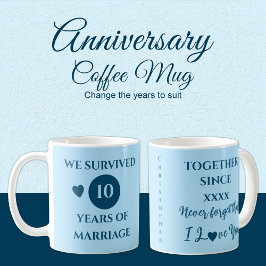Caneca De Café Marido 10 anos de azul casamento