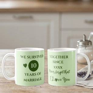 Caneca De Café Marido 10 anos de casamento ano verde