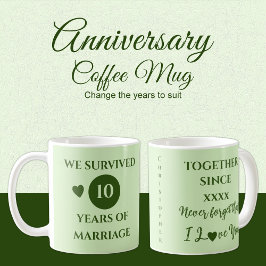 Caneca De Café Marido 10 anos do ano casamento verde