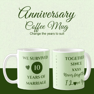 Caneca De Café Marido 10 anos do ano casamento verde