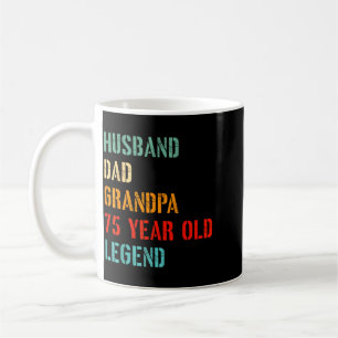 Caneca De Café Marido Pai Avô Lendário de 75 Anos 75º