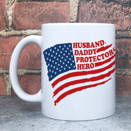 Caneca De Café Marido Patriota Pai Protetor Herói